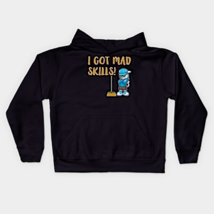 Funny Broom Challenge Cool Cat I Got Mad Skills Funny Kids Hoodie